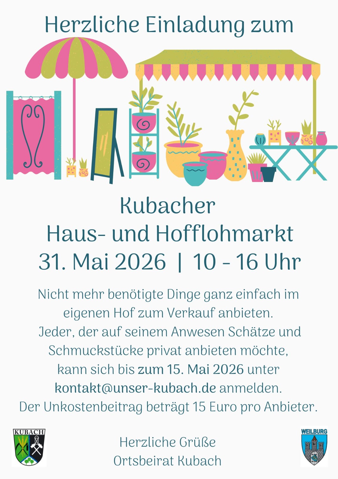 Stöbern, Feilschen, Schätze finden: Der Kubacher Haus- und Hofflohmarkt 2026
